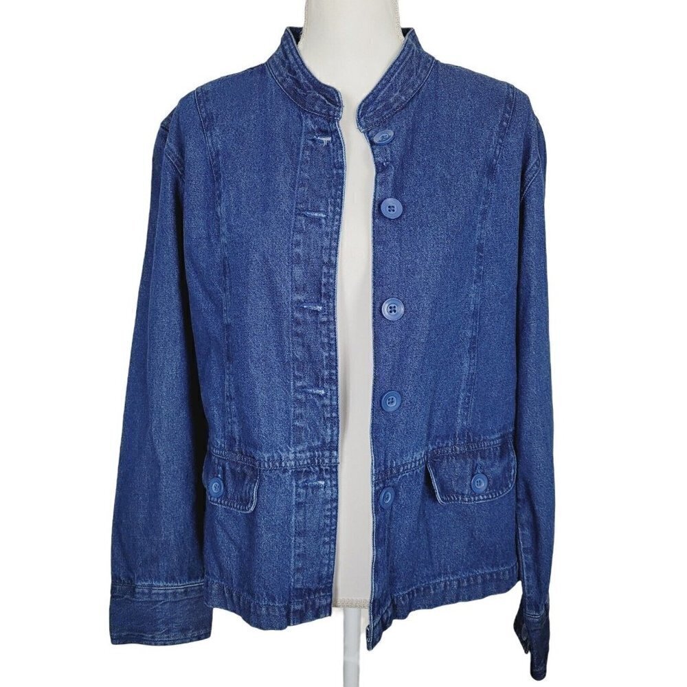 ALC Sz Large Denim Jean Jacket Blue Medium Wash Women's Casual Wear Fall Winter